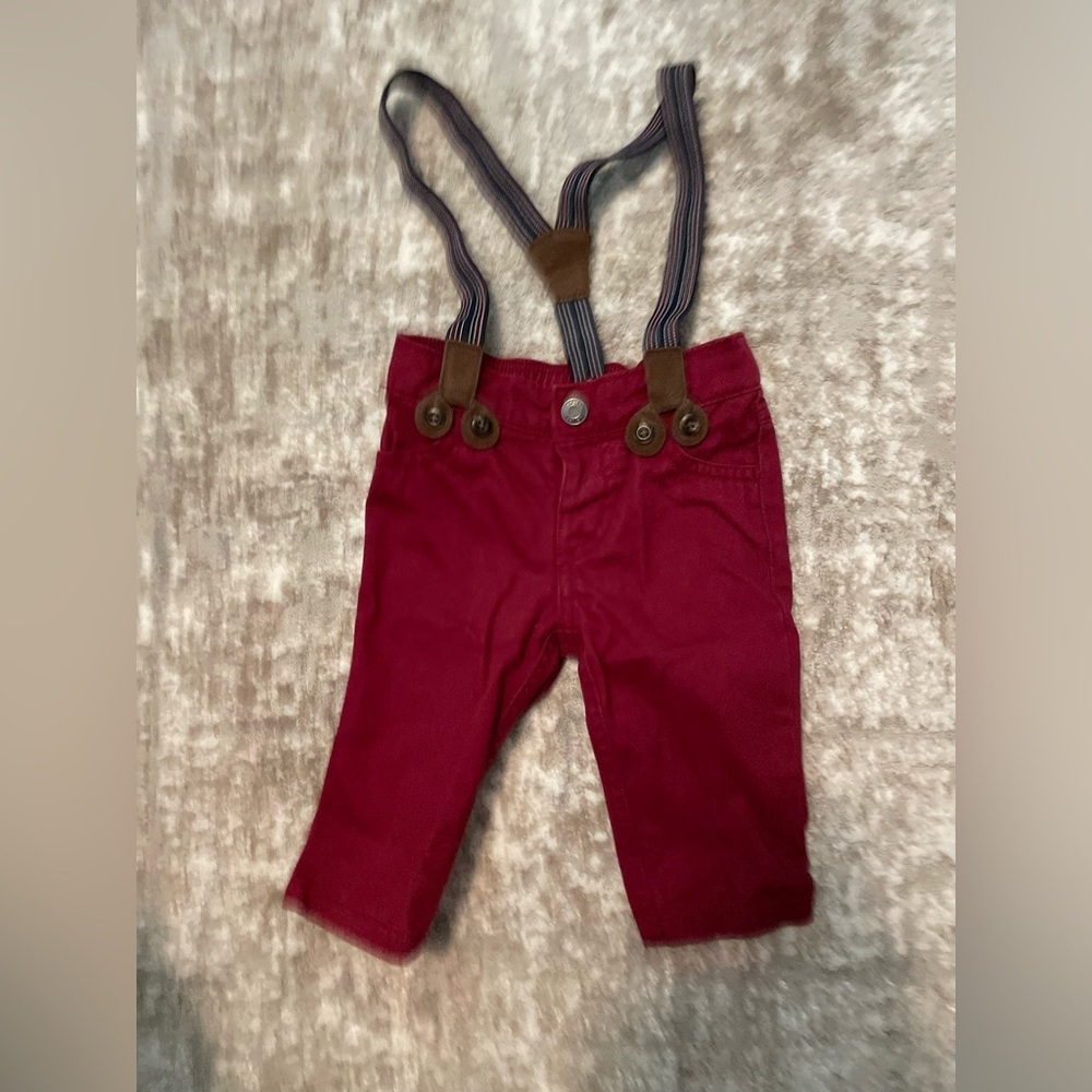 Carter's Red Baby pants with suspenders size 6M - Picture 3 of 4